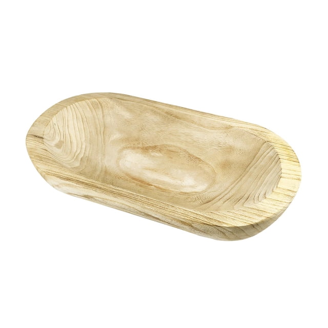 GROWTH TANK Wooden Bowl Large Capacity Stackable Oval Bowl for Home Kitchens Pantry Brown A