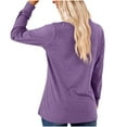 thumbnail image 4 of ATOYSOY Women's Workout Solid Color Pullover Spring V Neck Button Sweatshirts Loose Tops Long Sleeve Shirts Winter Casual Blouse Fashion Purple S, 4 of 4