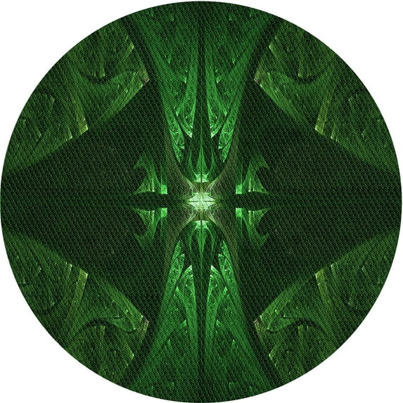 Ahgly Company Indoor Round Patterned Green Area Rugs, 4' Round