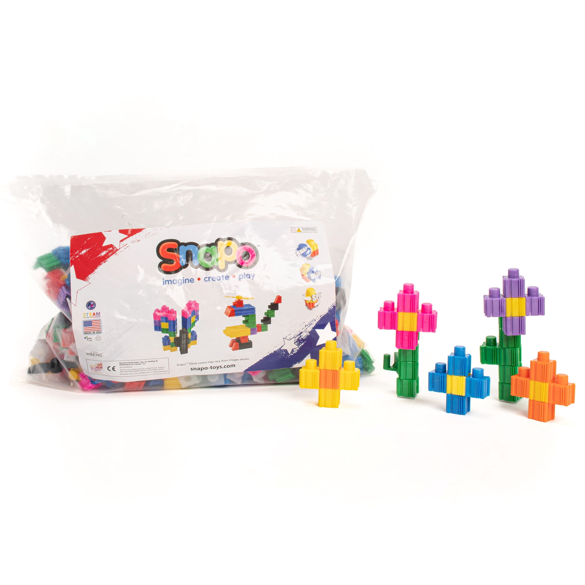 Snapo: Epic Builder's Kit - 550 pcs - Colorful Blocks & Wheels, Connect On All 6 Sides, 3D Building Toy, Snap-Slide-Rotate, Construction, Kids Ages 3+