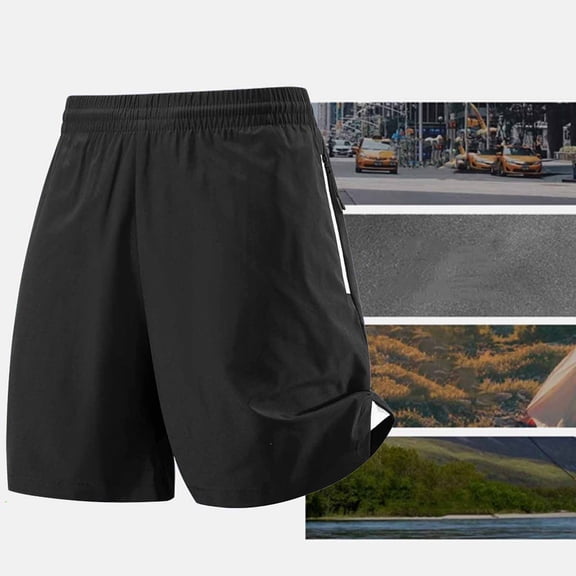 LEKWK Workout Shorts for Men Elastic Waist Quick Dry Athletic Short with Zipper Pockets Lightweight Breathable Activewear for Running Gym Training Black XXL