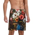 thumbnail image 2 of Sikiie Elegant Floral Vase Painting Mens Pajama Shorts, Lounge Pant, Men's shorts，Sleep Pj Shorts for Men-Medium, 2 of 6