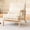 Beige, variant on Mid-Century Accent Chair with Curved Wood Armrests & Lumbar Pillow, Upholstered Living Room Armchair, Comfy Reading Lounge Chair for Bedroom (Beige)