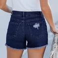 thumbnail image 3 of BOMYJESK Jean Shorts for Women Mid Rise Casual Denim Shorts Ripped Trendy Short Jorts Frayed Raw Hem Summer Cutoff Jorts with Pockets Blue L, 3 of 4