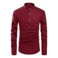 thumbnail image 3 of Camisa Cuello Mao Manta Hombre Casual Slim Fit Manga Larga, 3 of 4
