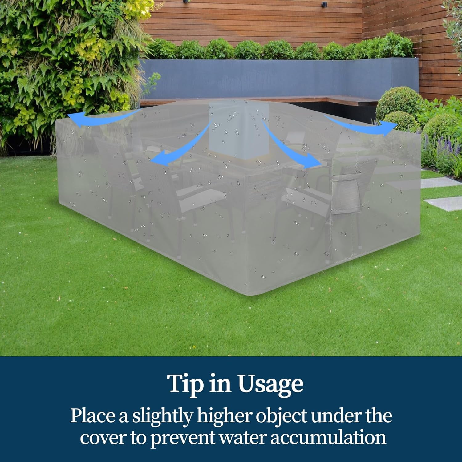 General Square Patio Furniture Cover Waterproof Outdoor Dining Table and Chair Cover Anti-UV Outside Sectional Sofa Set Covers (126"L x 126"W x 32"H, Grey)