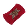 thumbnail image 1 of Bandeau Rouge pour Femmes avec Faisceau Bandeau Chaud Tricoté avec Fleur Bandeau, 1 of 2