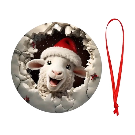 Fmbmuo Durable Vintage Christmas Ornaments Multicolor 1 Pcs Animals With Santa Hats Decorations Wood Neutral Modern Home Decor for Xmas Tree/Holiday/Party Decor