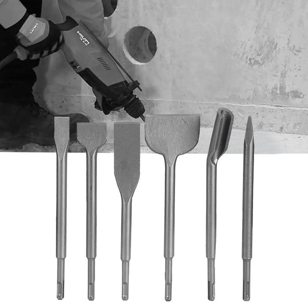 Mgaxyff 6pcs Rotary Hammer SDS Plus Drill Chisel Set Concrete Wall
