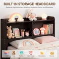thumbnail image 2 of UHOMEPRO Twin Trundle Bed Frame with Storage and Bookcase Headboard, Espresso Twin Bed with Trundle for Kids, Twin Bed Frame for Boys Girls, No Box Spring Needed, 2 of 7
