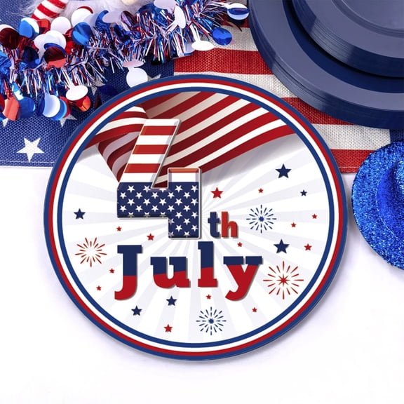 BUDAO00 20PCS Patriotic Disposable Tableware Set 7" Plates Red White Blue Star Stripe Design for Memorial Day Independence Day BBQ Picnic Party Supplies