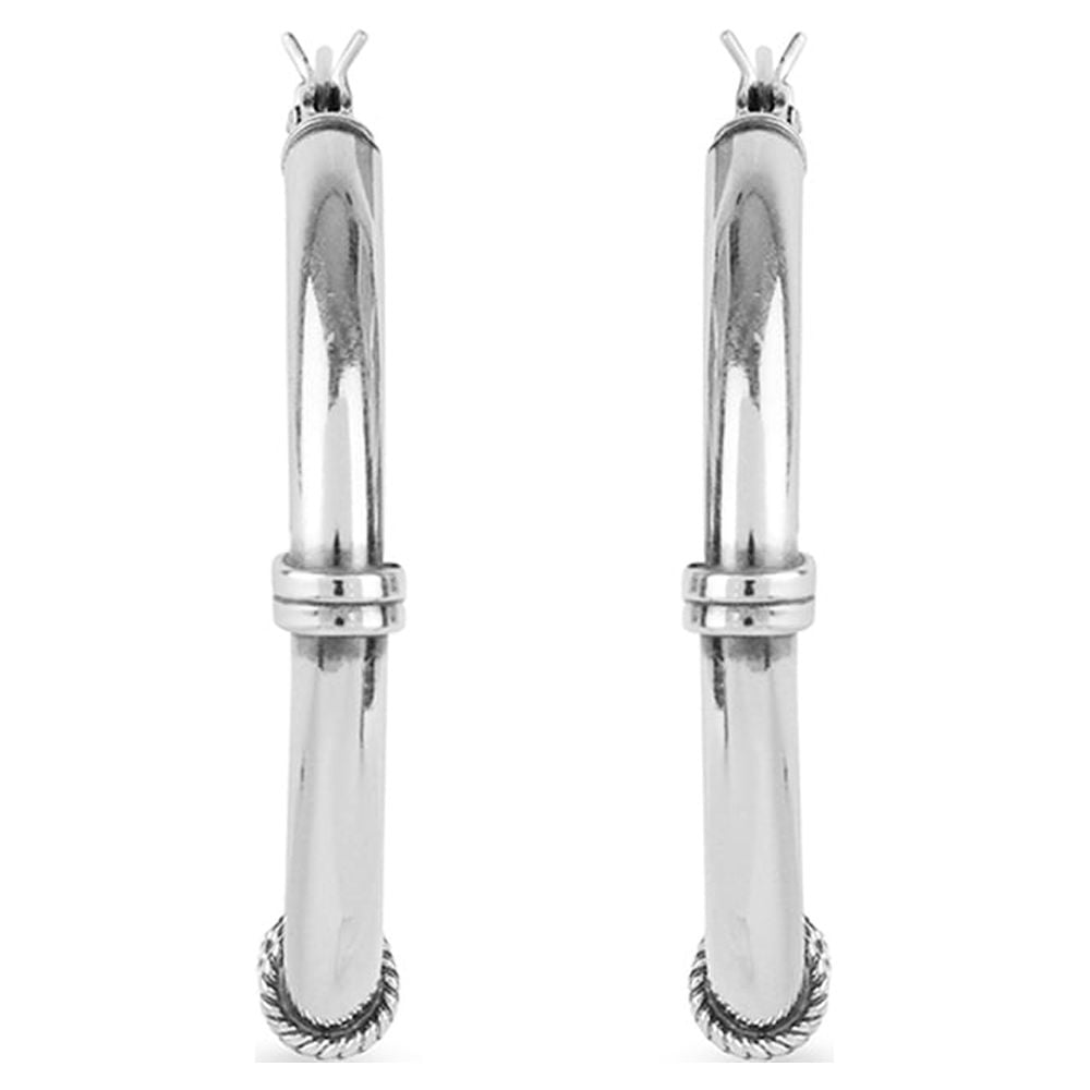 LeCalla 925 Sterling Silver Jewelry Oxidized Light-Weight Bali Hoop Click-Top Earrings for Women and Teen 30MM