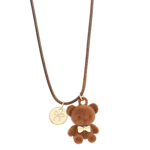 AOOOWER Lovely Coffee Color Bear Charm Necklace Accessory for Casual Wear Or Special Occasions Daily Use Casual Wear