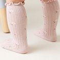 thumbnail image 5 of Laklulu 6 pares de calcetines de tubo medio para bebé de otoño en color rosa y beige, calcetines pequeños con flores y parte superior suelta para niños, 5 of 5