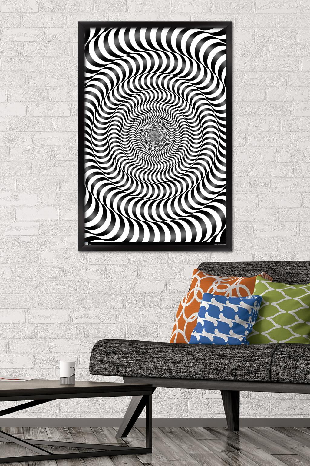Zebra Stripe Optical Illusion Wall Poster, 22.375" x 34" Framed