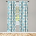thumbnail image 3 of Ambesonne Quatrefoil Curtains, Tangled Modern Tile, Pair of 28"x95", Blue Tan White, 3 of 5
