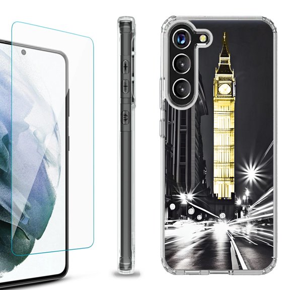 OneToughShield ® for Samsung Galaxy S23  S23 Plus 5G Shockproof Bumper Phone Case, with Tempered Glass Screen Protector - London Night