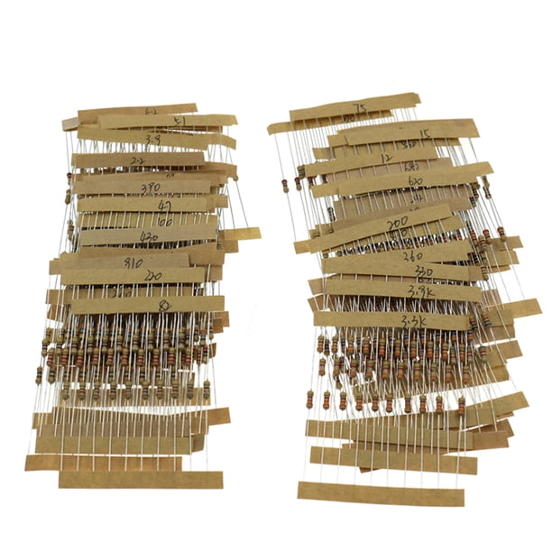 Kearding 1220 unids/set paquete surtido de resistencias placa de circuito 1/4W 5 0,33Ω-4,7 MΩ resistencias Kit de componentes electrónicos DIY Decoración del hogar Kearding HA062064-00