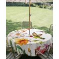 thumbnail image 2 of Spring Floral Hummingbird Outdoor Tablecloth with Umbrella Hole, Pastoral Rustic Botanical Flowers Spillproof Waterproof Outdoor Table Cover, Patio Tablecloths for Party/Garden/Picnic, Round 54 inch, 2 of 9