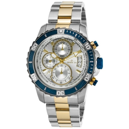 Silver Timepiece - 23994 Men's Pro Diver Chronograph Ss And 18K Gp Ss Silver-Tone Dial Watch