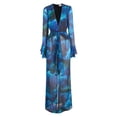 thumbnail image 2 of Douhoow Women Coverups Sheer Mesh Kimono Long Sleeve Deep V Neck Split Beach Dress, 2 of 9