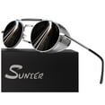 thumbnail image 5 of Sunier Retro Round Polarized Steampunk Sunglasses Men Women Shield Goggles Shades, 5 of 11