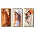 thumbnail image 2 of Designart "Redheaded Beauty in Evening Glow" Fashion Woman Framed Wall Art Set Of 3 - Orange Glam Frame Canvas Set For Living Room Decor, 2 of 6