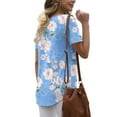 thumbnail image 3 of Womens Summer Short Sleeve Shirts Button Up Tunic Tops Casual Blouse Spring T-Shirts, 3 of 5
