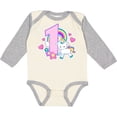 thumbnail image 3 of Inktastic I Am 1 Year Old with Unicorn and Hearts Girls Long Sleeve Baby Bodysuit, 3 of 5