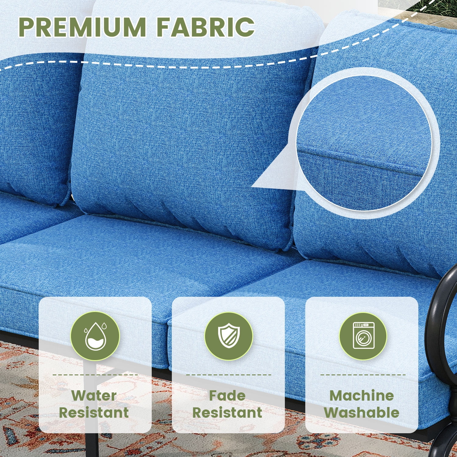 Vicllax 7-Seater Patio Conversation Set Outdoor Sofa Furniture Set with Coffee Table, Blue