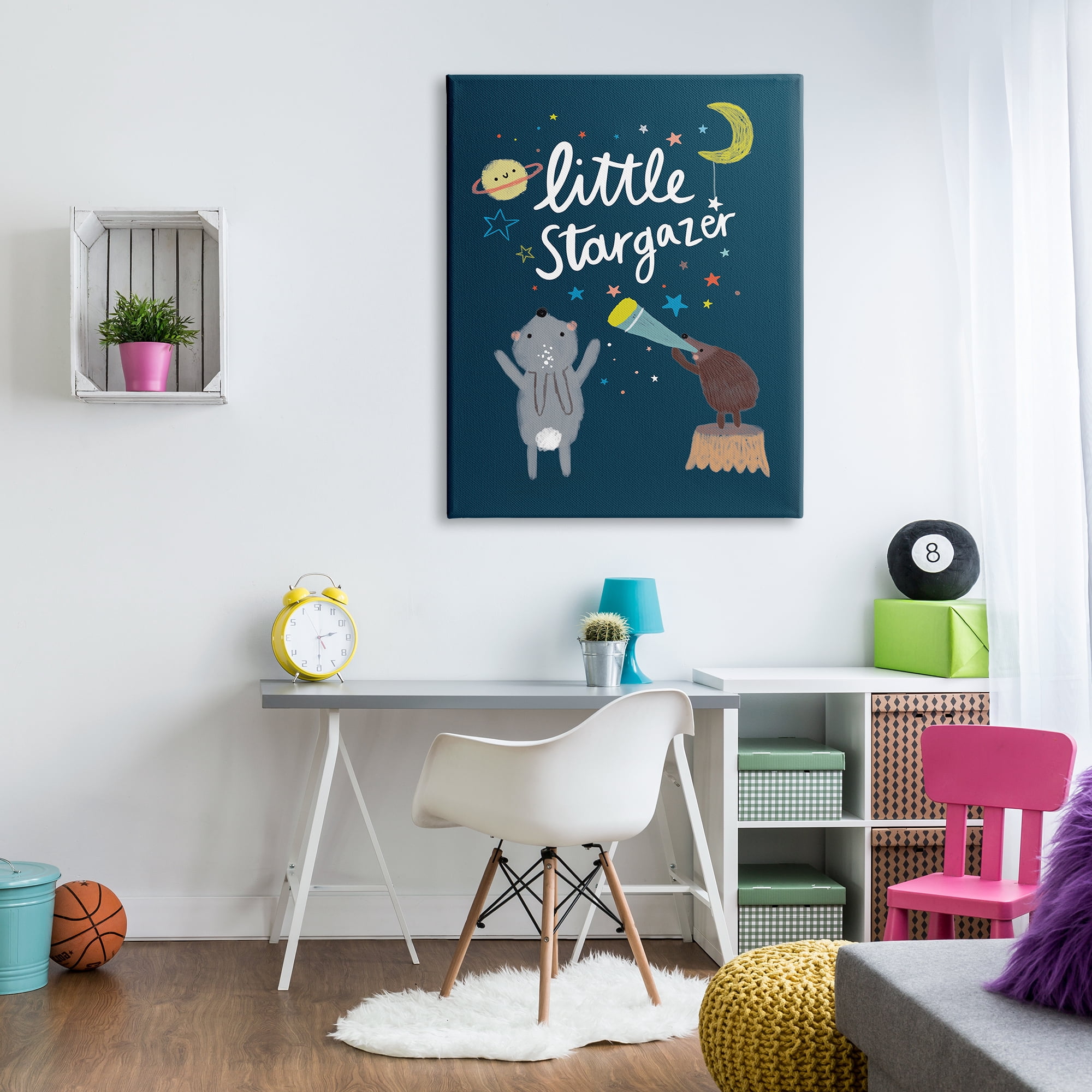 Stupell Industries Little Stargazer Kid's Forest Animals Under Night Sky, 36 x 48, Designed by Linda Birtel