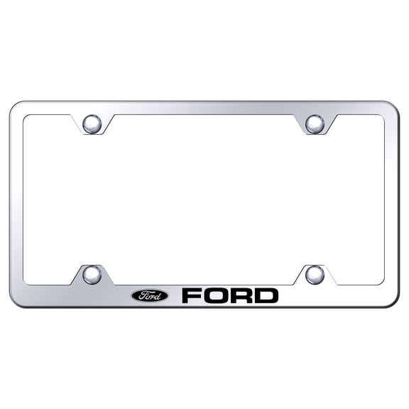 Ford Laser Etched Logo Stainless Steel Wide Body License Plate Frame (Chrome)