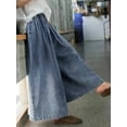 thumbnail image 2 of Women's Wide Leg Baggy Jeans Plus Size Loose Elastic Waist Denim Pants With Deep Pockets Light Blue, 2 of 6