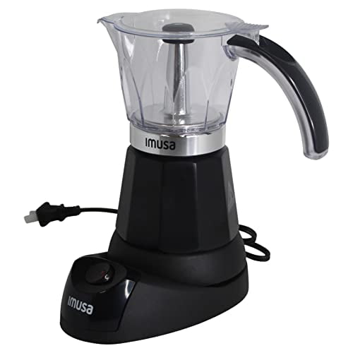 Imusa Cafetière Espresso Électrique 3-6 Tasses avec Base Amovible, Noire