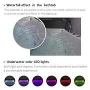 67 Luxury Whirlpool Bathtub with Panoramic Glass Window | 7 Hydro-Massage Jets, Waterfall Faucet & LED Chromatherapy | 1HP 750W Motor, Acrylic Spa Jetted Tub (110V) –Middle Drain