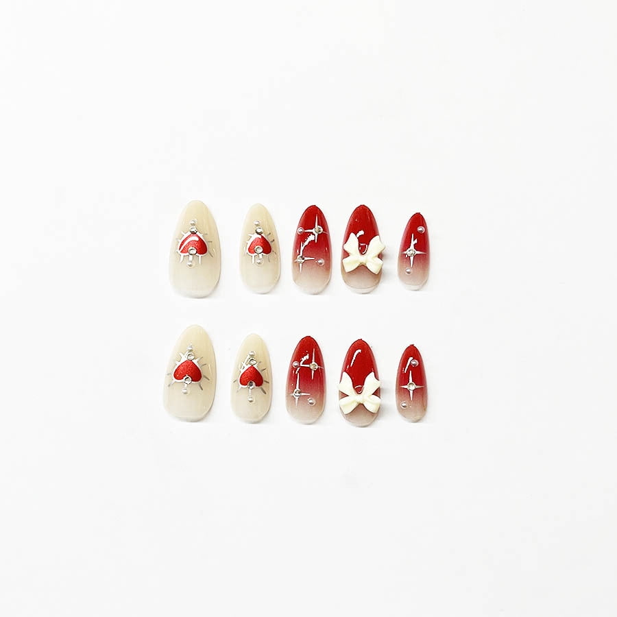 Long Almond Nail Pure Love Sweet Bow Classic Versatile Gentle Removable Wear Nail Fake Nail Pieces