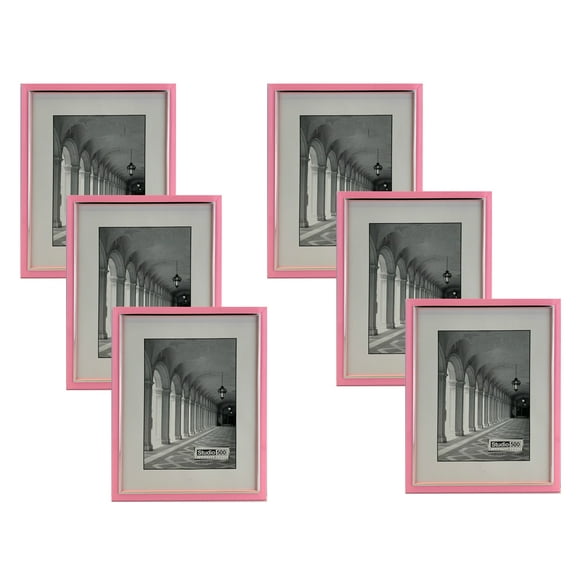 Studio 500 6 PC. Value Pack 5 x 7" Pink/ with  Silver Accents for Wall and Tabletop Picture Frames