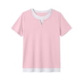 thumbnail image 5 of Dagugfen Womens Tops Crew Neck Short Sleeve Double Layer Color Blocked Tee Shirt Tops Regular Fitted Summer Casual Tshirts, 5 of 6