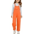 thumbnail image 2 of ZLBDYG Baggy Bib Overall for Girls Straight Leg Jumpsuit Wide Leg Suspender Pants Preppy Solid Pocket Dungarees Pants, 2 of 7