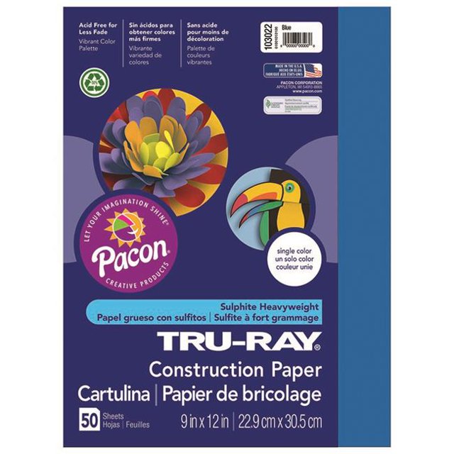 Pacon PAC103022BN 9 x 12 in. Tru Ray Blue Construction Paper - 50 Sheet per Pack