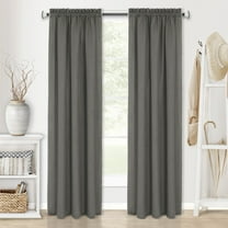 Achim Kendal Solid Rod Pocket Light Filtering Curtain Panel, Grey/White, 52" x 63"