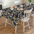 thumbnail image 4 of Vintage Flower Rectangle Tablecloth, Yellow Spring Floral Leaf Pastoral Birds Navy Blue Waterproof & StainResistant Tablecloth, Washable Oil-proof Table Cover for Dining/Party/Wedding 54x108 In, 4 of 9
