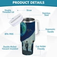 thumbnail image 2 of Yayeee 30oz Stainless Steel Tumbler with Straw and Handle Double-Wall Insulated Travel Water Bottle, Blue Planet, 2 of 8
