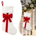 thumbnail image 2 of White Velvet Christmas Stocking with Bow, 18 Inch Large Hanging Sock for Fireplace and Tree Decor, 1PC (White), 2 of 5
