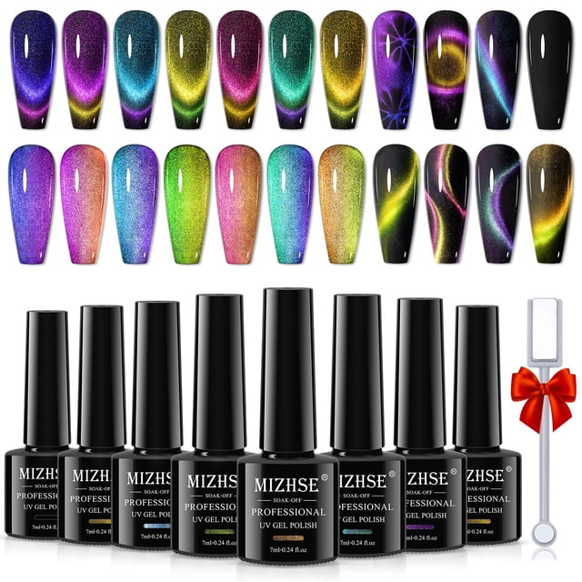 Esmalte de uñas MIZHSE 9D Cat Eye Gel 8 colores con barra magnética