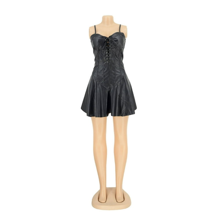 chinese dress ladies 90s Leather Lace Up Dress – The Nightshift main image 0