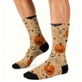 thumbnail image 5 of Fabrcox Halloween Socks for Men Women Funny Ghost Pumpkin Socks Full Moon Graphic Spooky Novelty Mid Calf Crew Socks for Women Beige, 5 of 6