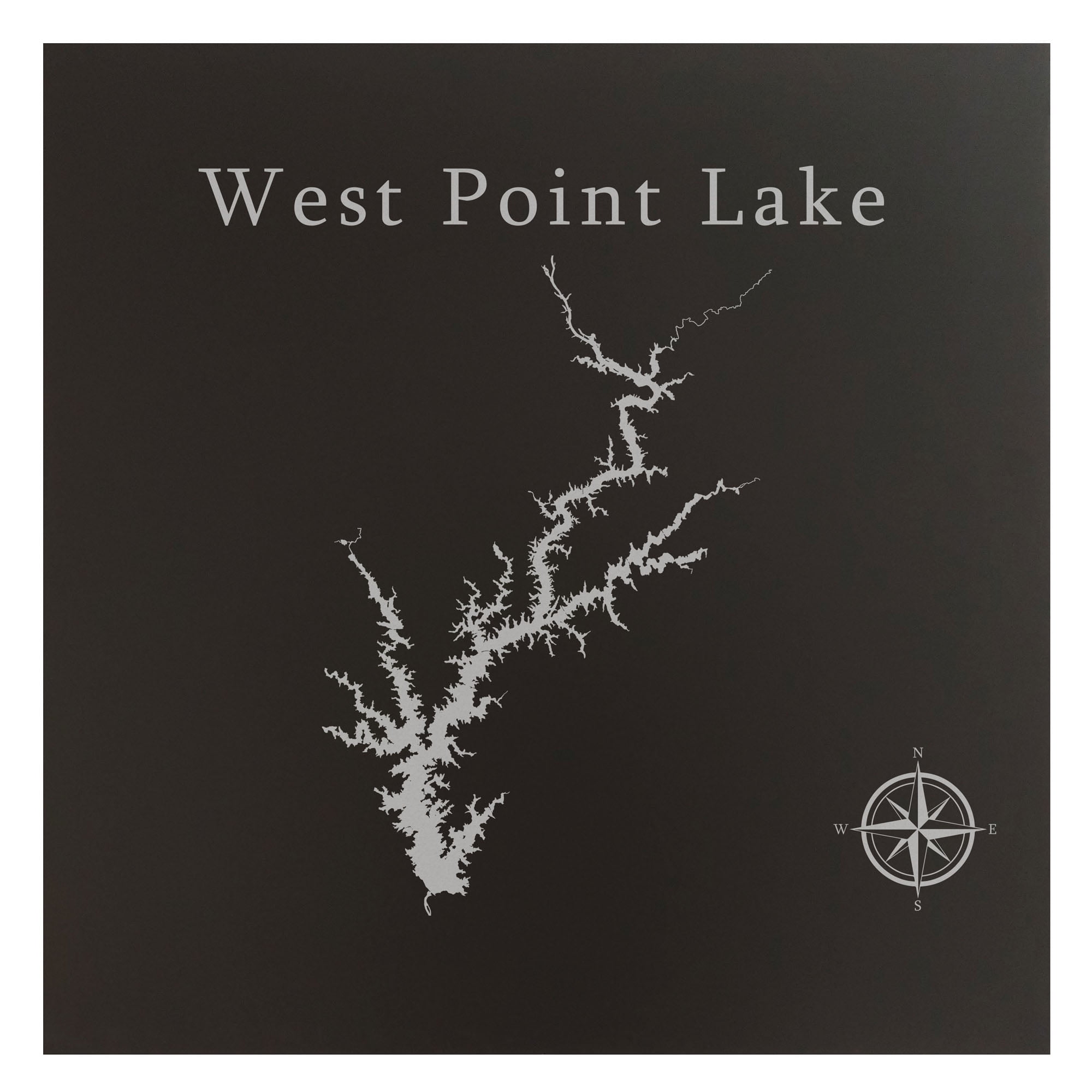 West Point Lake Map 12x12" Black Metal Wall Art Office Decor Gift
