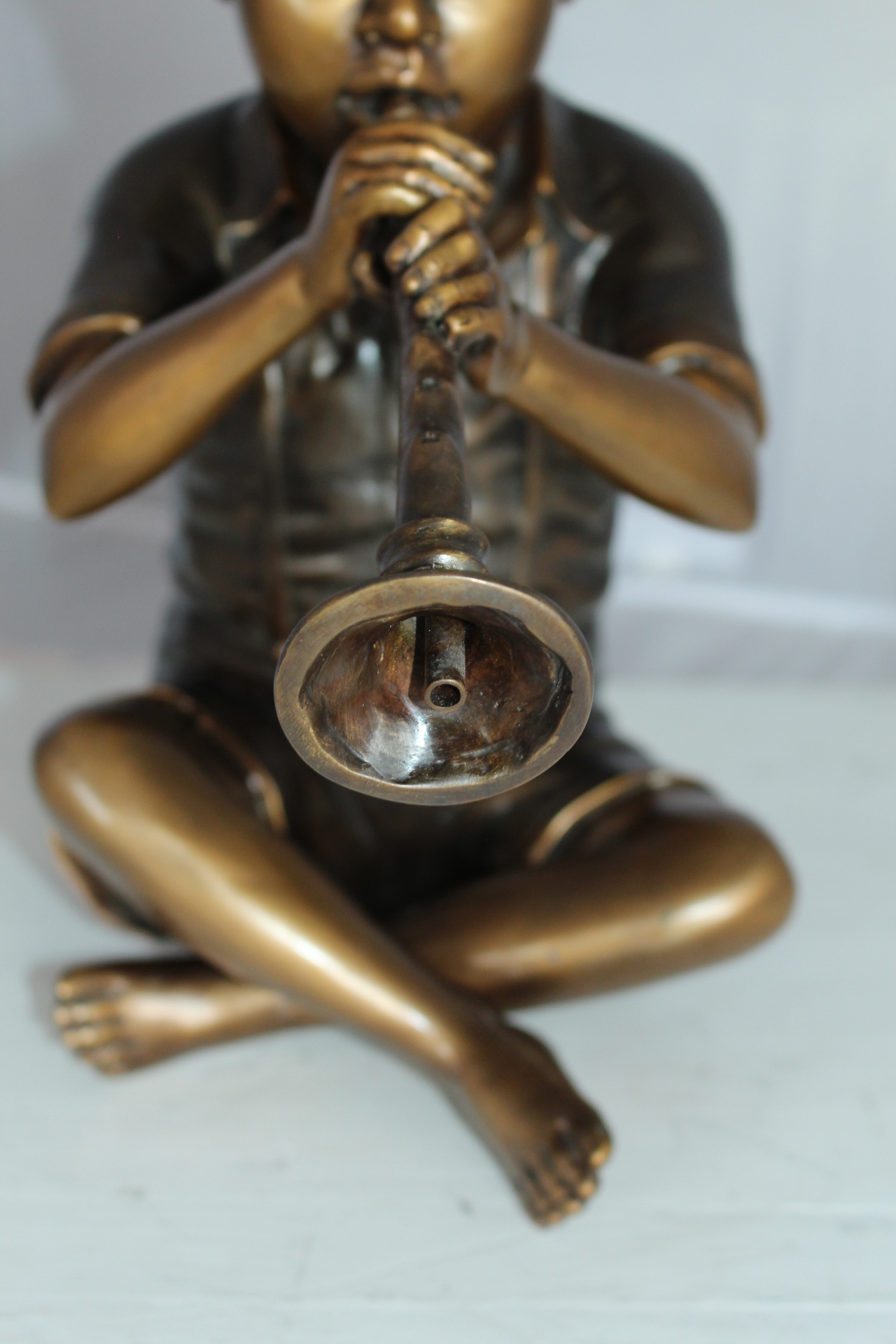 Nifao Boy Playing Flute Outdoor Fountain Statue, Bronze Garden Water Feature Sculpture for Patio & Yard – Outdoor Garden Decor Sculpture, 7"L x 11"W x 14"H