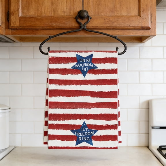 Taicans Patriotic Kitchen Towel,Red White Blue Striped Dish Towel,4th of July Decorative Hand Towel for Bathroom,American Flag Inspired Absorbent Tea Towel,USA Pride Home Decor
